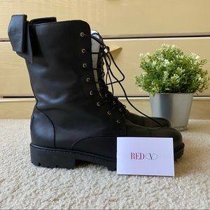 Red Valentino shearling combat boots